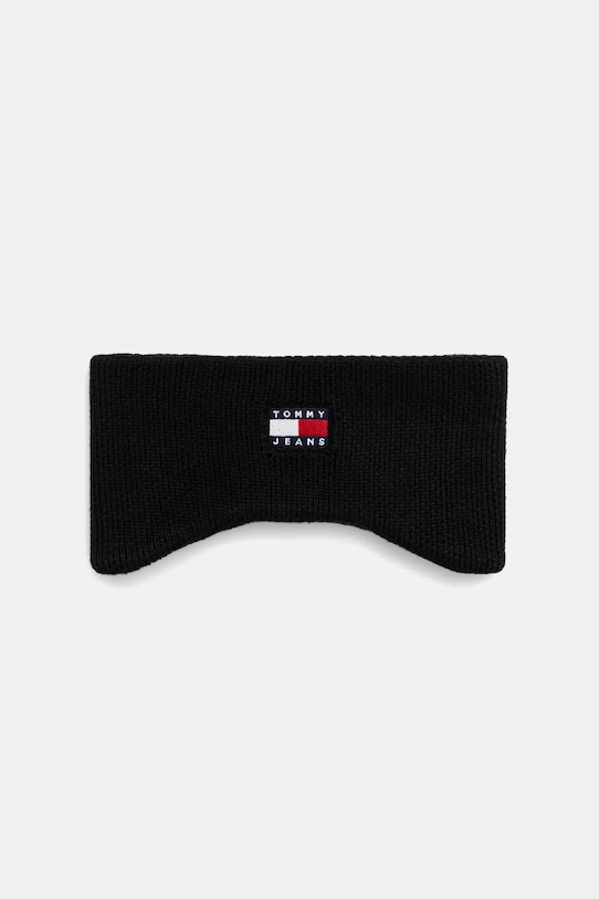 Tommy Jeans bentiță de păr din bumbac imprimeu negru AW0AW17898