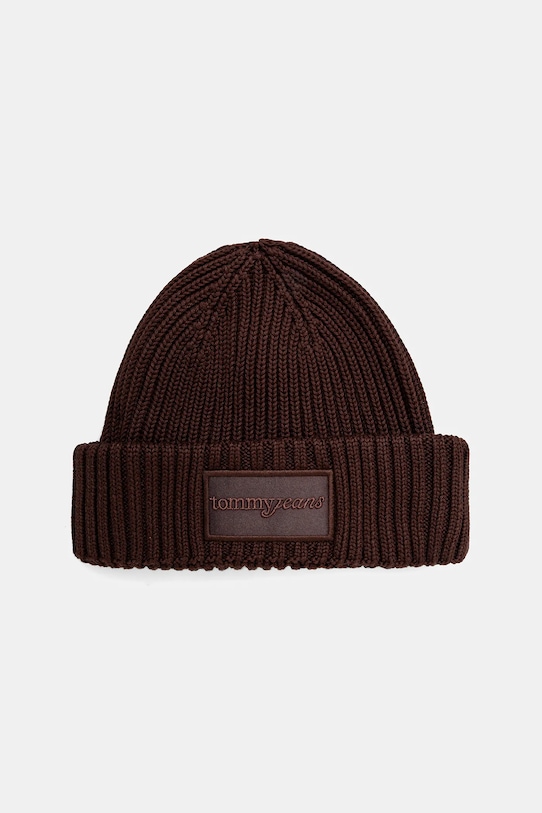 Tommy Jeans căciulă din bumbac imprimeu maro AW0AW17909