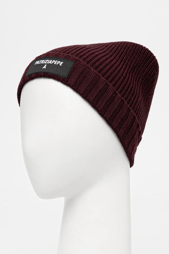 Čiapka s prímesou vlny Patrizia Pepe 2F0111.K9O3A burgundské AW25