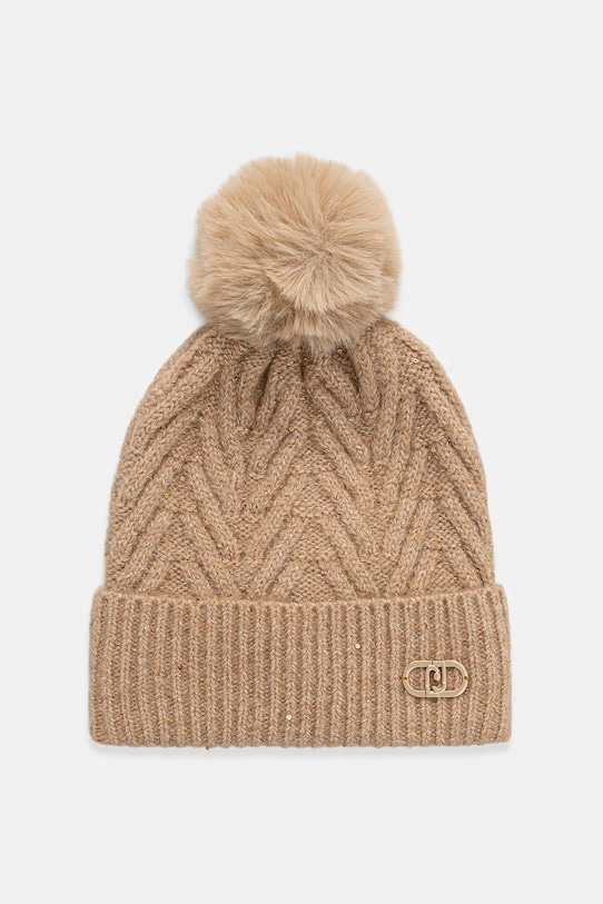 Liu Jo căciulă din amestec de lână model fin bej 2F5009.M0300