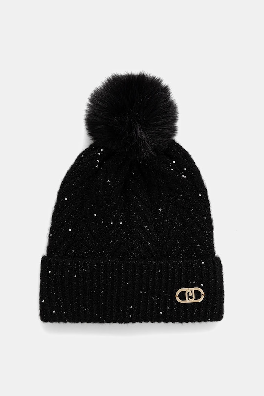 Liu Jo căciulă din amestec de lână model fin negru 2F5009.M0300