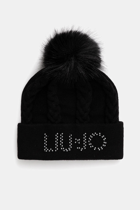 Liu Jo căciulă de lână imprimeu negru 2F5058.M0300