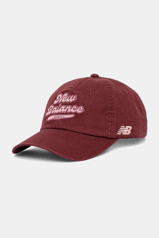 New Balance czapka z daszkiem bawełniana aplikacja bordowy LAH53000MHB