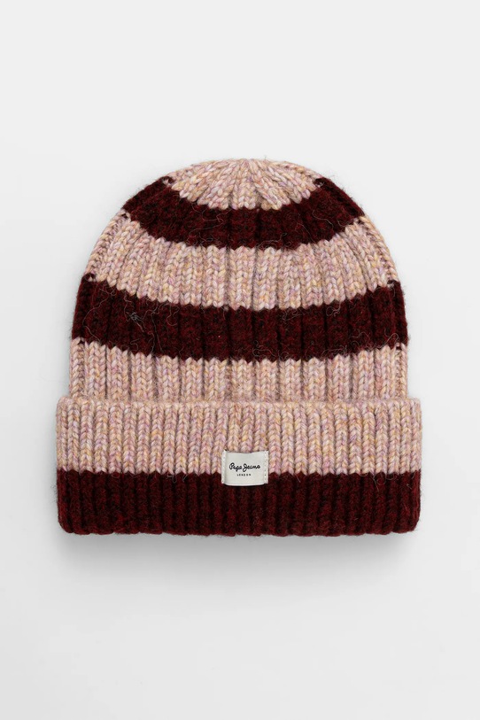 Pepe Jeans czapka drobny wzór bordowy PL0400003