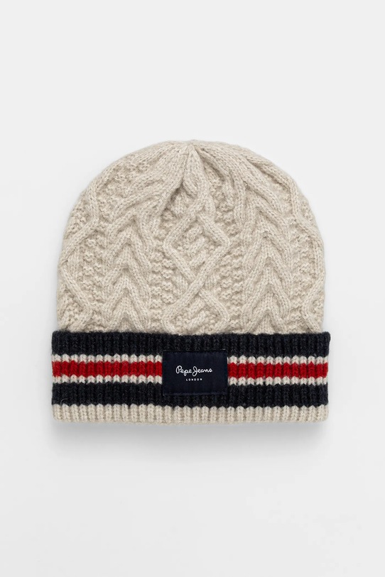 Čiapka Pepe Jeans hrubá béžová PL0400002