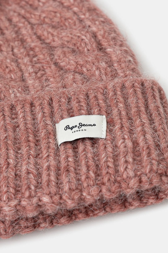 Akcesoria Pepe Jeans czapka z domieszką wełny PL0400004 różowy