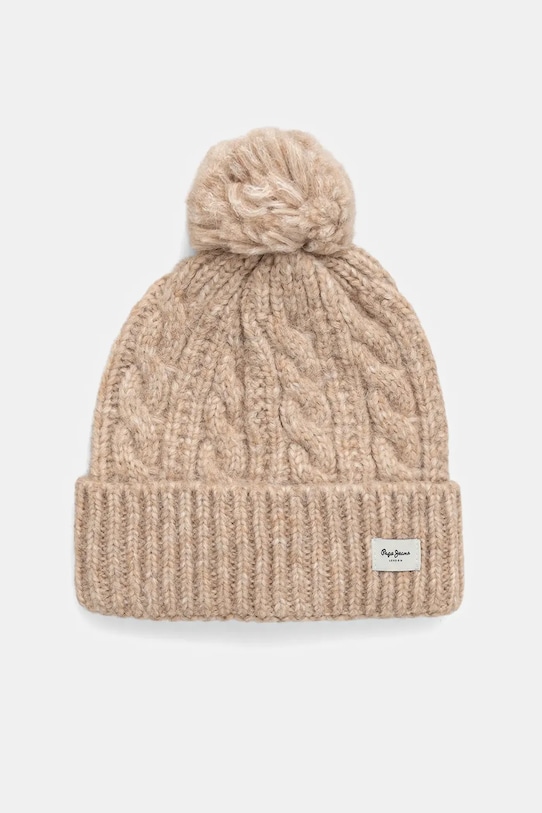 Pepe Jeans căciulă din amestec de lână model fin bej PL0400004