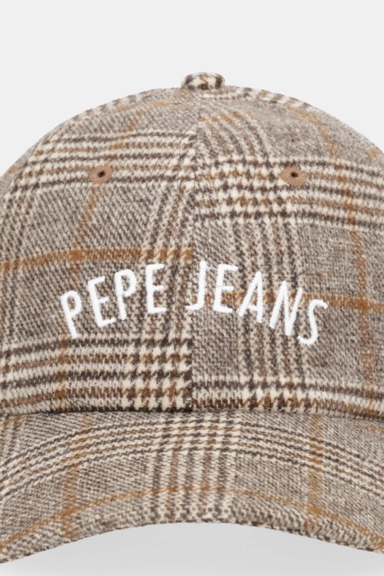Pepe Jeans czapka z daszkiem z domieszką wełny PL0400008 brązowy AW25