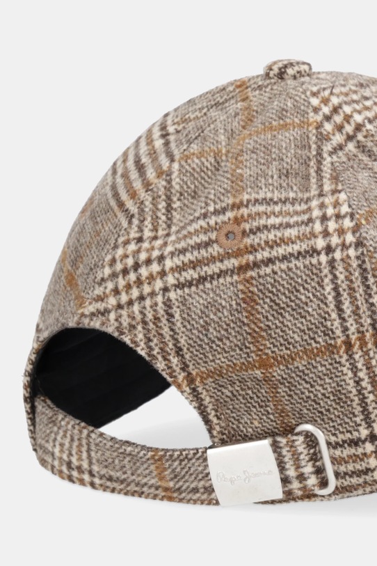 Akcesoria Pepe Jeans czapka z daszkiem z domieszką wełny PL0400008 brązowy