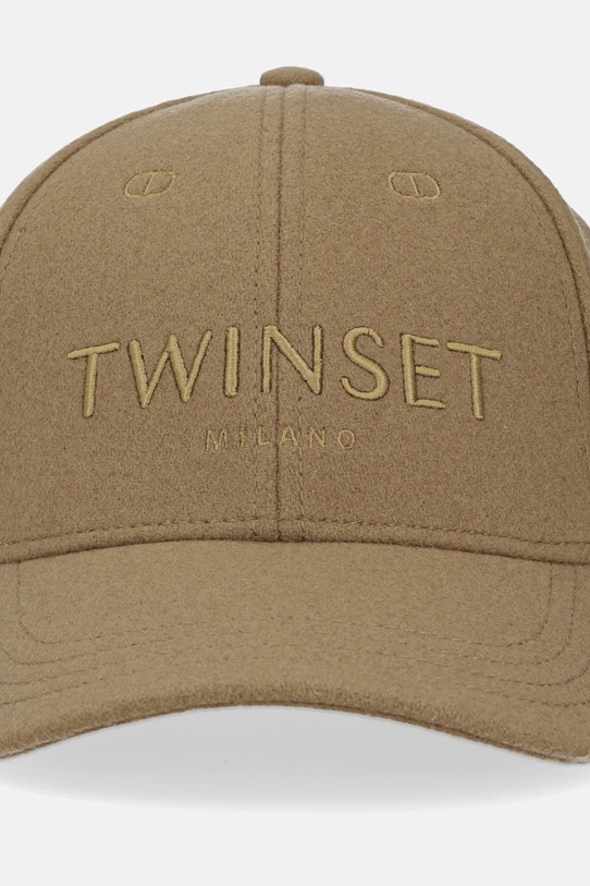 Twinset czapka z daszkiem wełniana 252TA4430 brązowy AW25