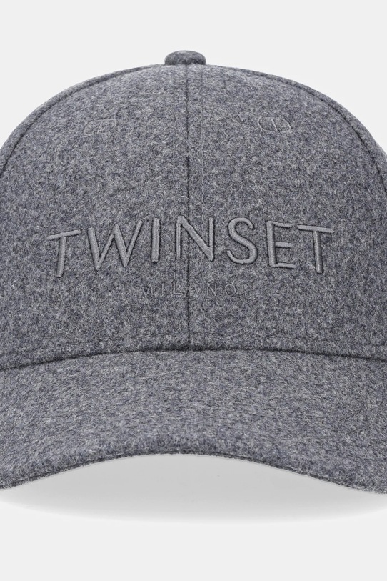 Twinset czapka z daszkiem wełniana 252TA4430 szary AW25