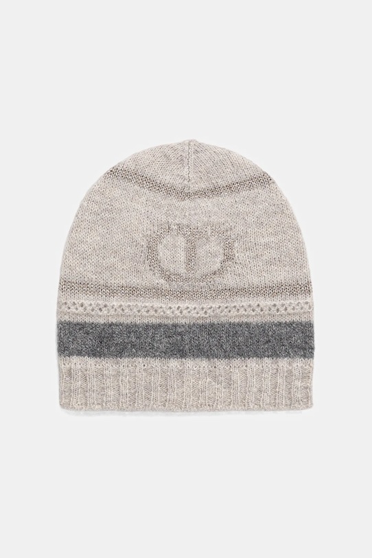 Twinset czapka z wełną z domieszką wełny szary 252TO5591