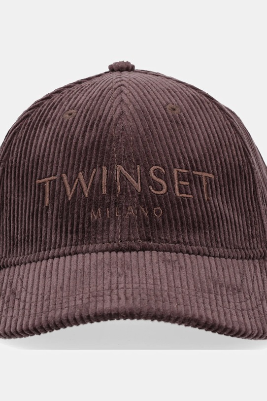 Twinset czapka z daszkiem sztruksowa 252TO5440 brązowy AW25