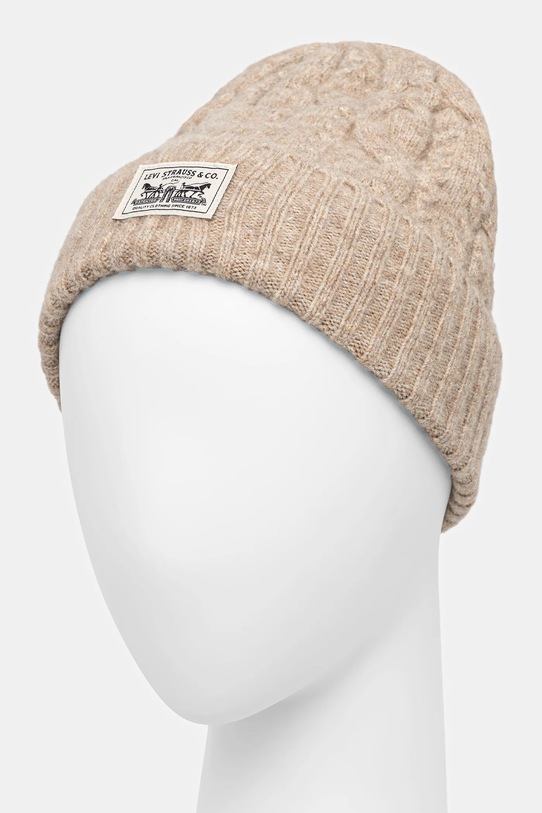 Levi's czapka z domieszką wełny 004D4 beżowy AW25