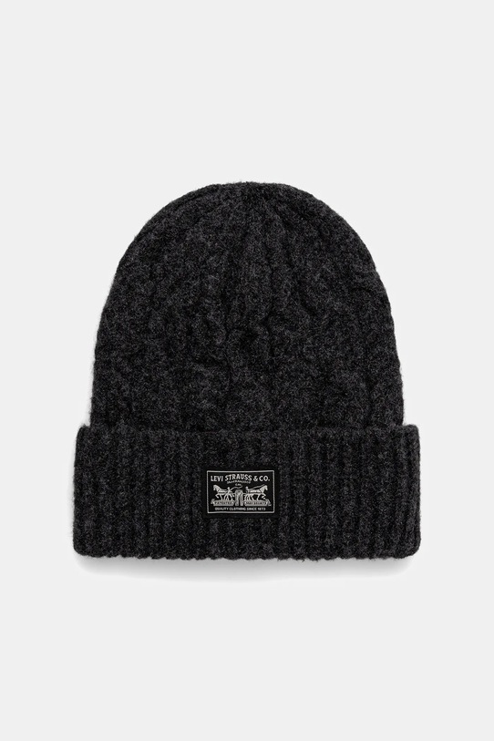 Levi's czapka z domieszką wełny aplikacja czarny 004D4