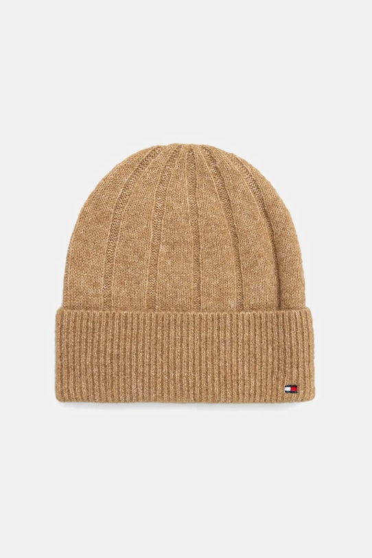Tommy Hilfiger czapka z dodatkiem wełny średniej grubości beżowy AW0AW17779