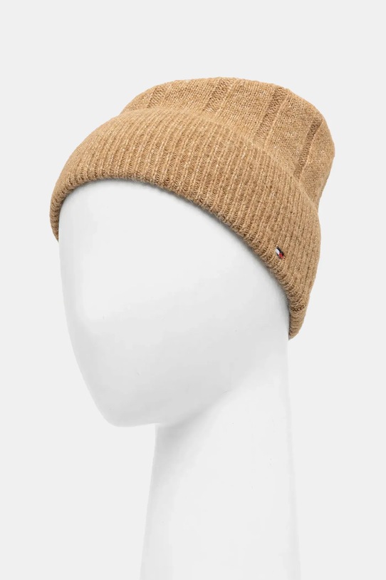 Akcesoria Tommy Hilfiger czapka z dodatkiem wełny AW0AW17779 beżowy