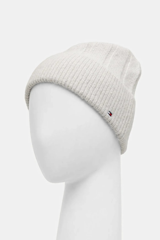 Akcesoria Tommy Hilfiger czapka z dodatkiem wełny AW0AW17779 szary