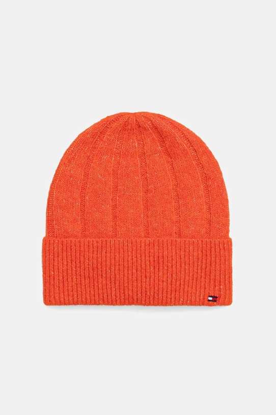 Čiapka s prímesou vlny Tommy Hilfiger stredne hrubá oranžová AW0AW17779