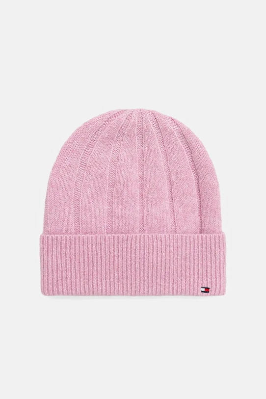 Tommy Hilfiger pălărie din amestec de lână uni roz AW0AW17779