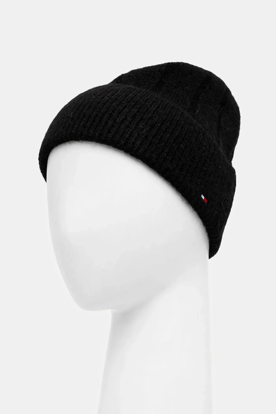 Akcesoria Tommy Hilfiger czapka z dodatkiem wełny AW0AW17779 czarny