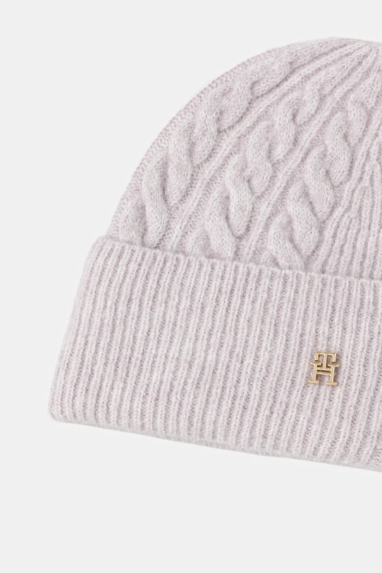 Tommy Hilfiger czapka z dodatkiem wełny AW0AW17784 fioletowy AW25