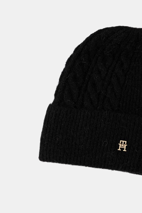 Čiapka s prímesou vlny Tommy Hilfiger AW0AW17784 čierna AW25