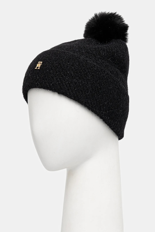 Čiapka s prímesou vlny Tommy Hilfiger AW0AW18178 čierna AW25