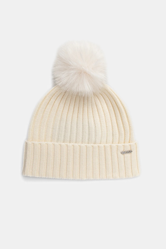 BOSS czapka wełniana aplikacja beżowy 50545781