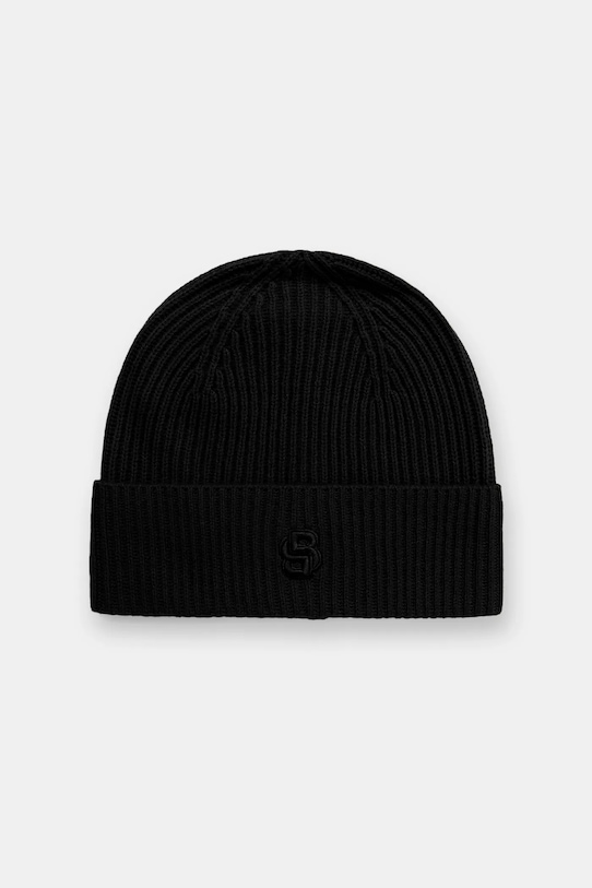 BOSS czapka wełniana wełna czarny 50557673