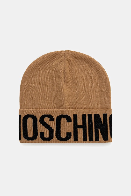 Moschino czapka z wełną średniej grubości brązowy M3349.65457