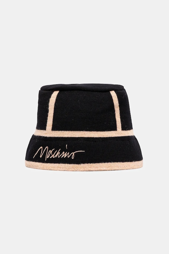 Moschino kapelusz z wełną z dodatkiem wełny czarny M3353.65460