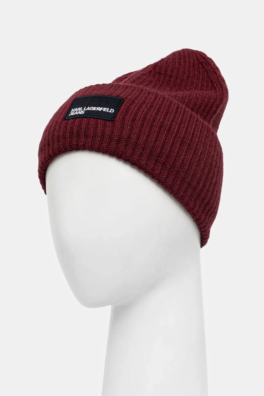 Akcesoria Karl Lagerfeld Jeans czapka z wełną A4W33079 bordowy