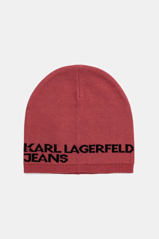 Karl Lagerfeld Jeans czapka bawełniana wzorzyste pomarańczowy A3W33109