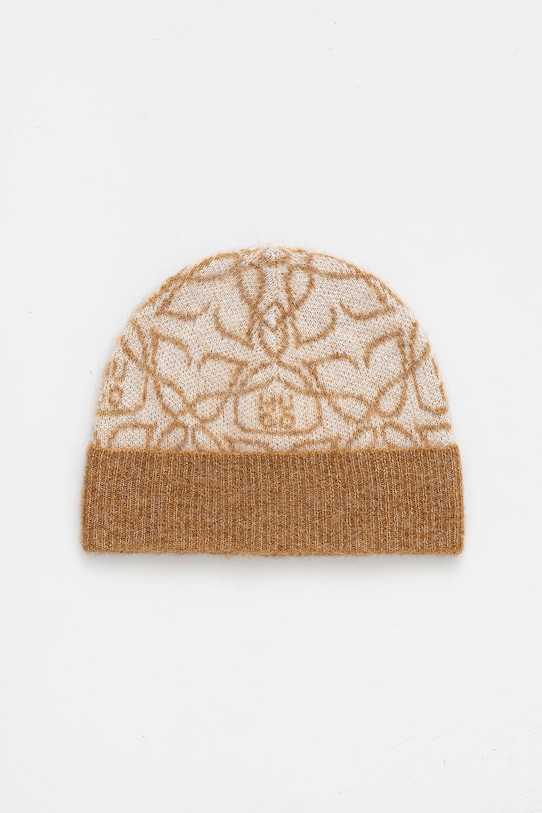 HUGO czapka z wełną cienka beżowy 50548722