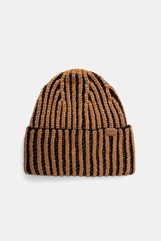 UGG czapka i mitenki z domieszką wełny CHUNKY 103605 brązowy AW25