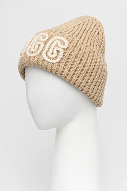 UGG czapka z domieszką wełny CHUNKY 102345 beżowy AW25