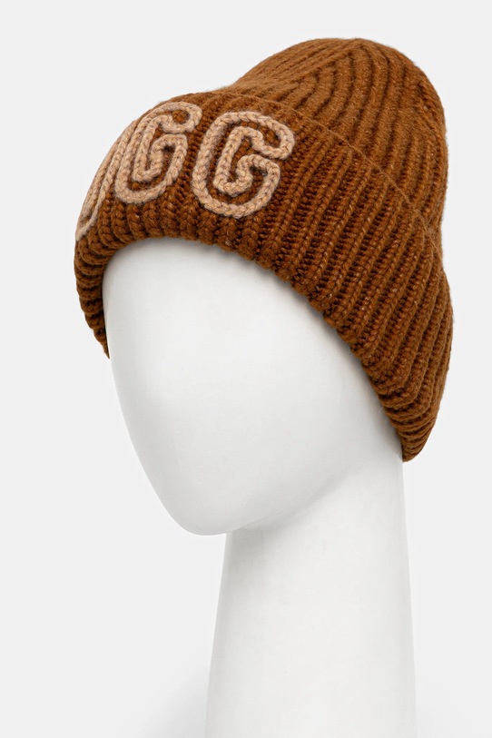 UGG czapka z domieszką wełny CHUNKY 102345 brązowy AW25