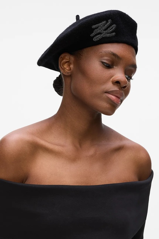 Karl Lagerfeld beret wełniany czarny A4W33002