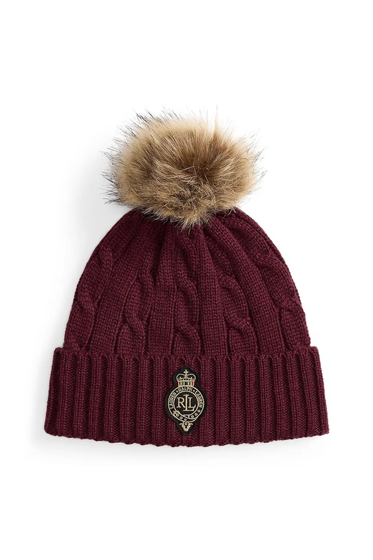 Lauren Ralph Lauren czapka z dodatkiem wełny średniej grubości bordowy 454P04455