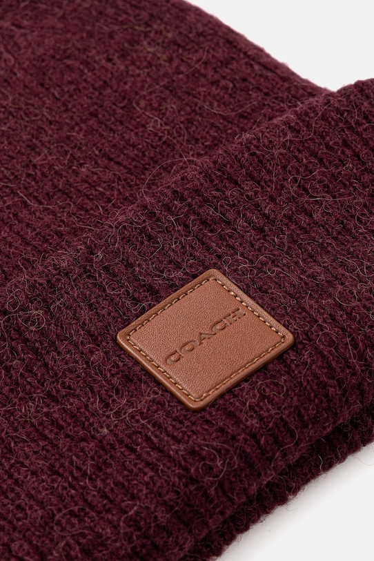 Akcesoria Coach czapka z dodatkiem wełny 29CU825 bordowy