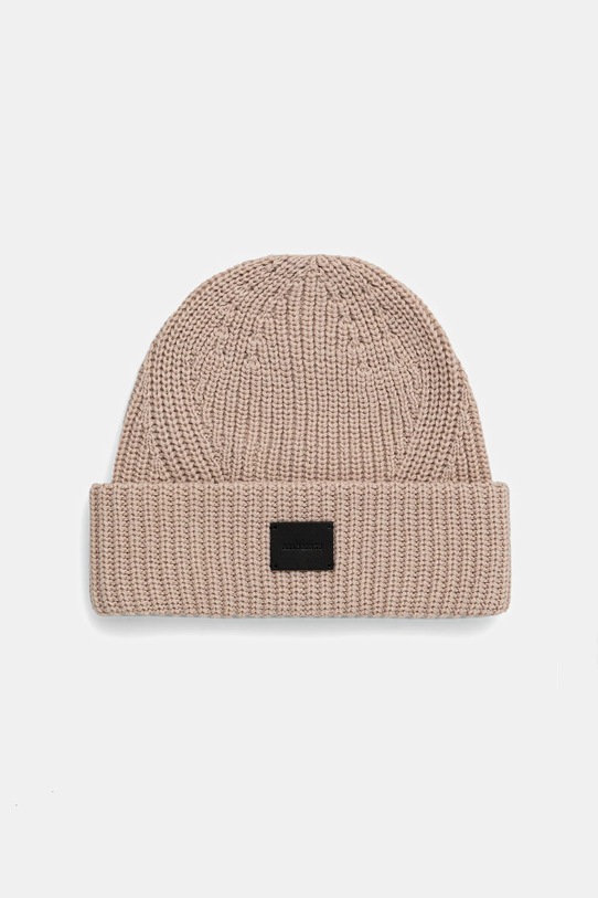 AllSaints czapka z dodatkiem wełny aplikacja beżowy 29AS101343