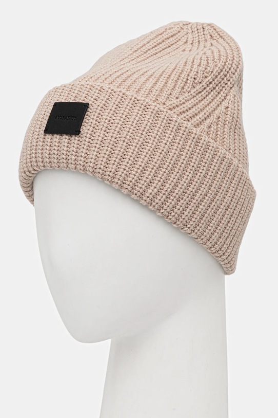 Akcesoria AllSaints czapka z dodatkiem wełny 29AS101343 beżowy