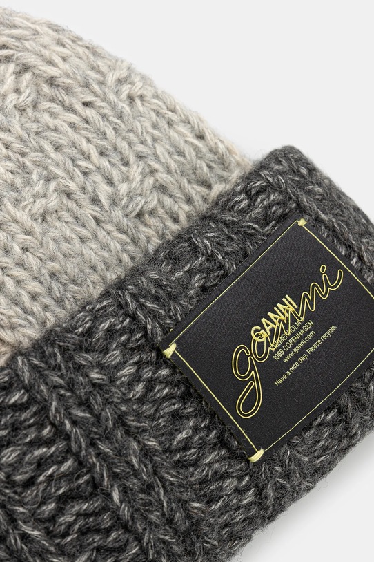Accesorii GANNI pălărie din amestec de lână Wool Cotton Bubble A6661 gri