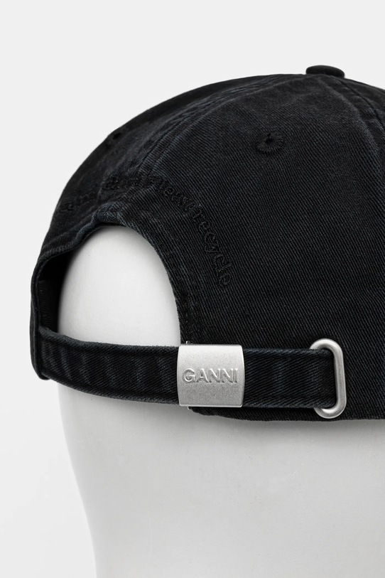 Akcesoria GANNI czapka z daszkiem bawełniana Washed Cotton Canvas Puppy A6941 czarny