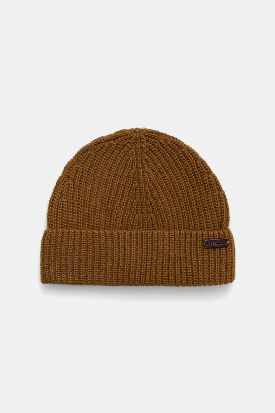Sessun czapka z dodatkiem wełny aplikacja brązowy 25115003