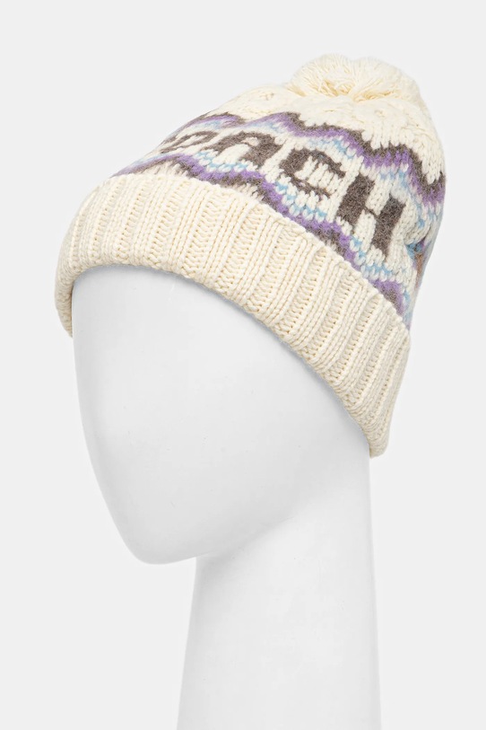 Coach czapka z dodatkiem wełny 29CCL51 beżowy AW25