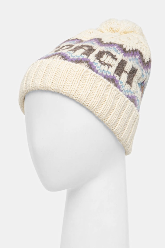 Coach czapka z dodatkiem wełny 29CCL51 beżowy AW25