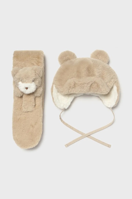 Mayoral czapka i szalik dziecięcy 10020.4H.Baby.9BYA beżowy AW25