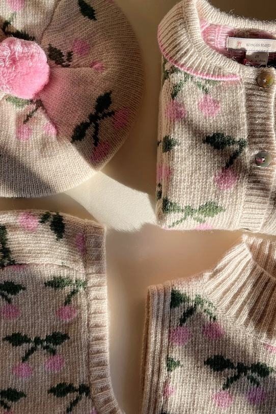 Dziewczynka Konges Sløjd beret dziecięcy BELOU KNIT BERET KS101423.9BYA beżowy